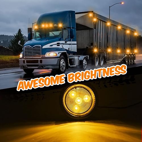 Miniatura 6 de Macarrie 24 luces LED redondas de 2 pulgadas para remolque, impermeables, con ojales de goma, para remolque, camión, barco (ámbar y rojo)