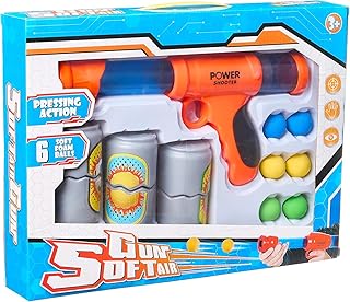 مسدس ضغط سوبر ميترز 3392-E مع 6 كرات فوم ناعمة و3 علب لأهداف اللعب - متعدد الألوان