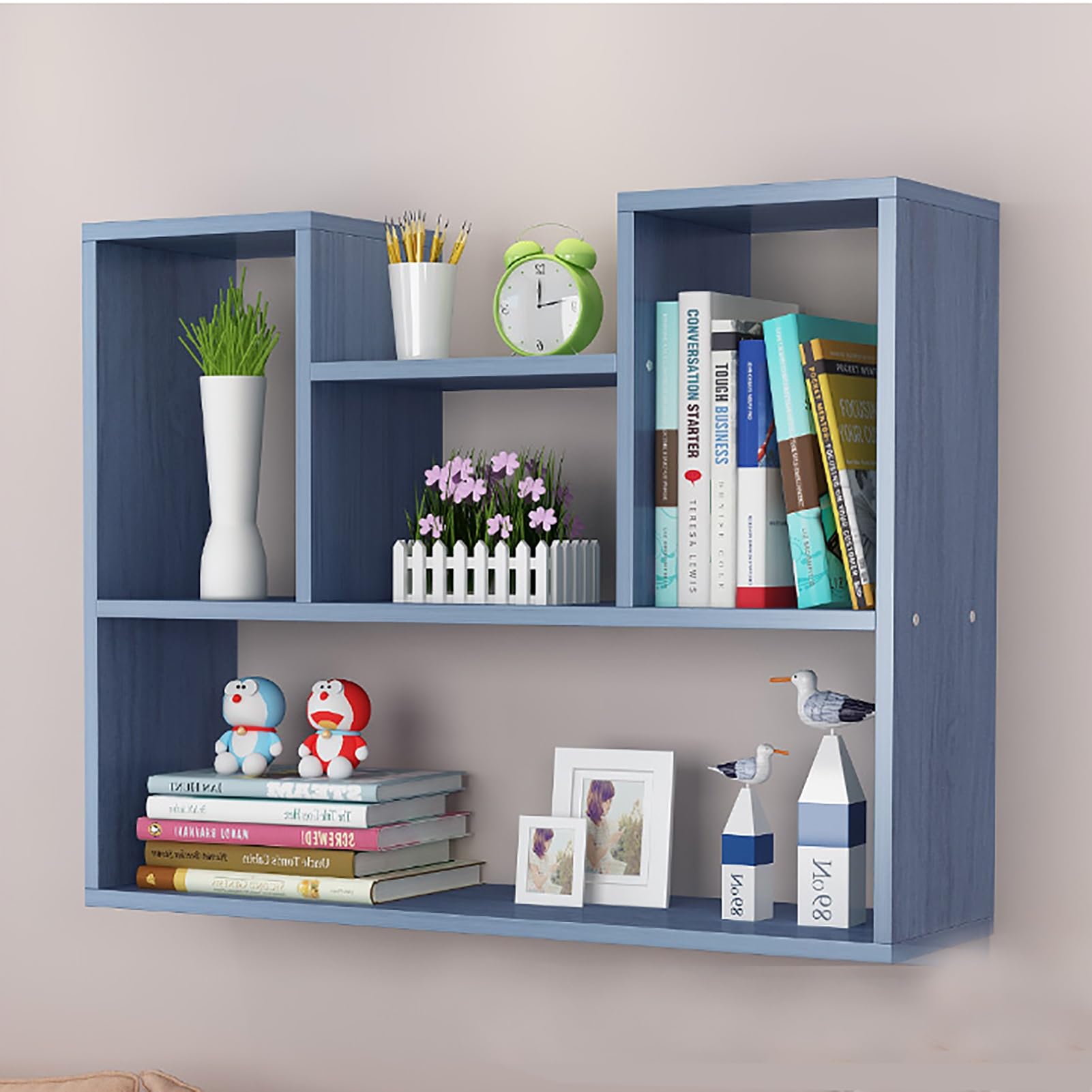 Étagères flottantes en bois : cubes muraux carrés pour le rangement du salon