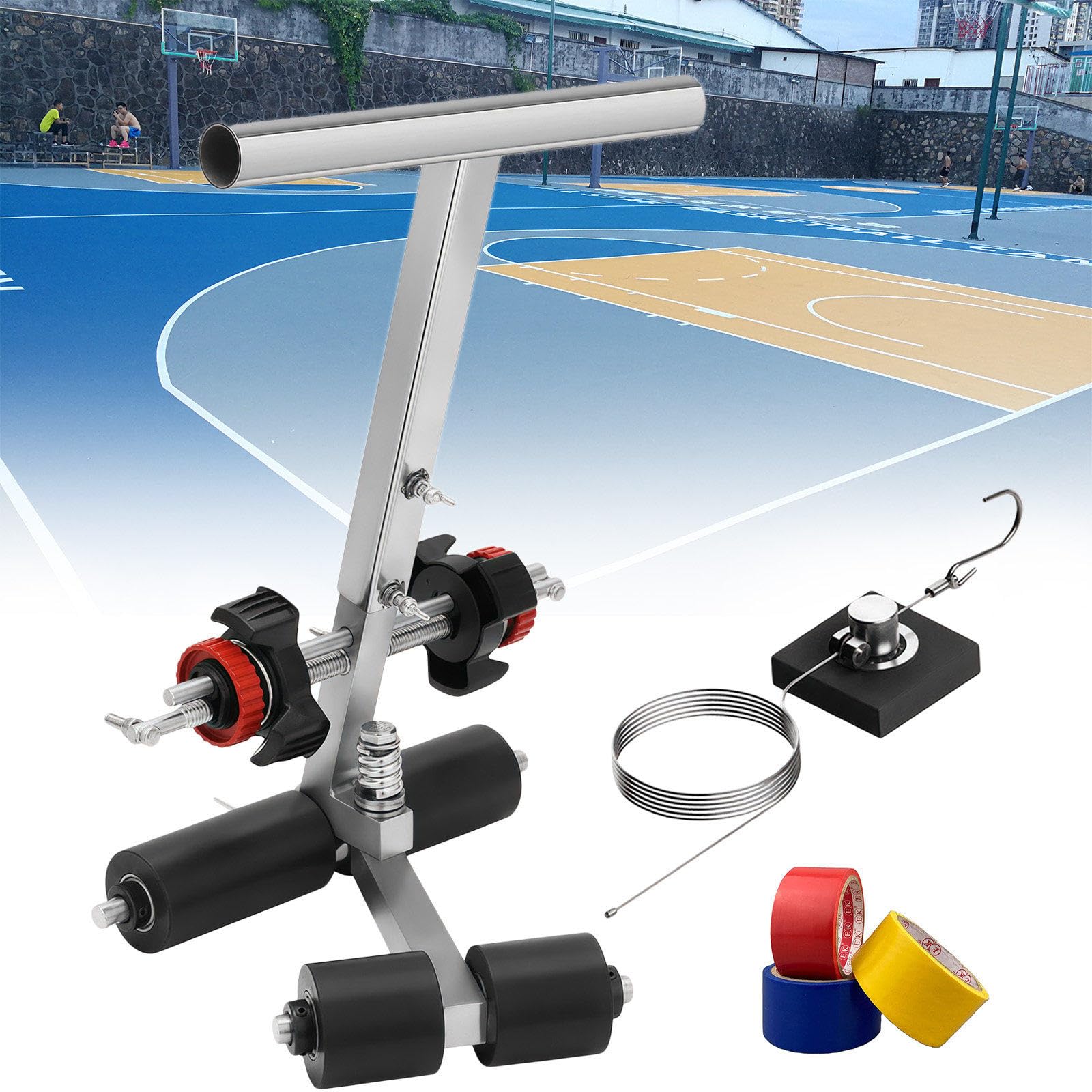 asdchZen Badminton Court Line Striping Machine With Drawing Circle Kit, Efficient Tape Applicator For Parking Lots And Road Warning Marking