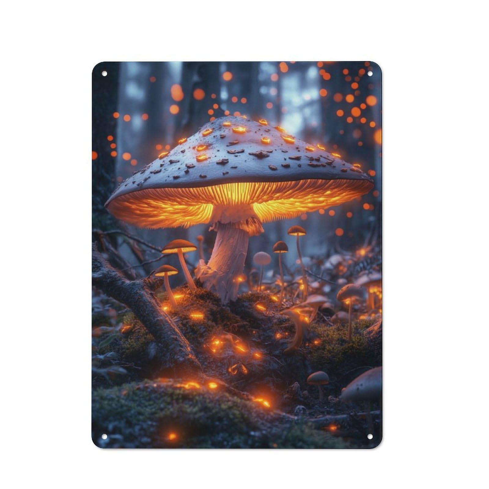 Junmoney Glowing Mushroom Forest Retro Metal Wall Sign 40X30cm With For Pub Or Café, A Housewarming Gift For Hospitality Wall Decor Collectors