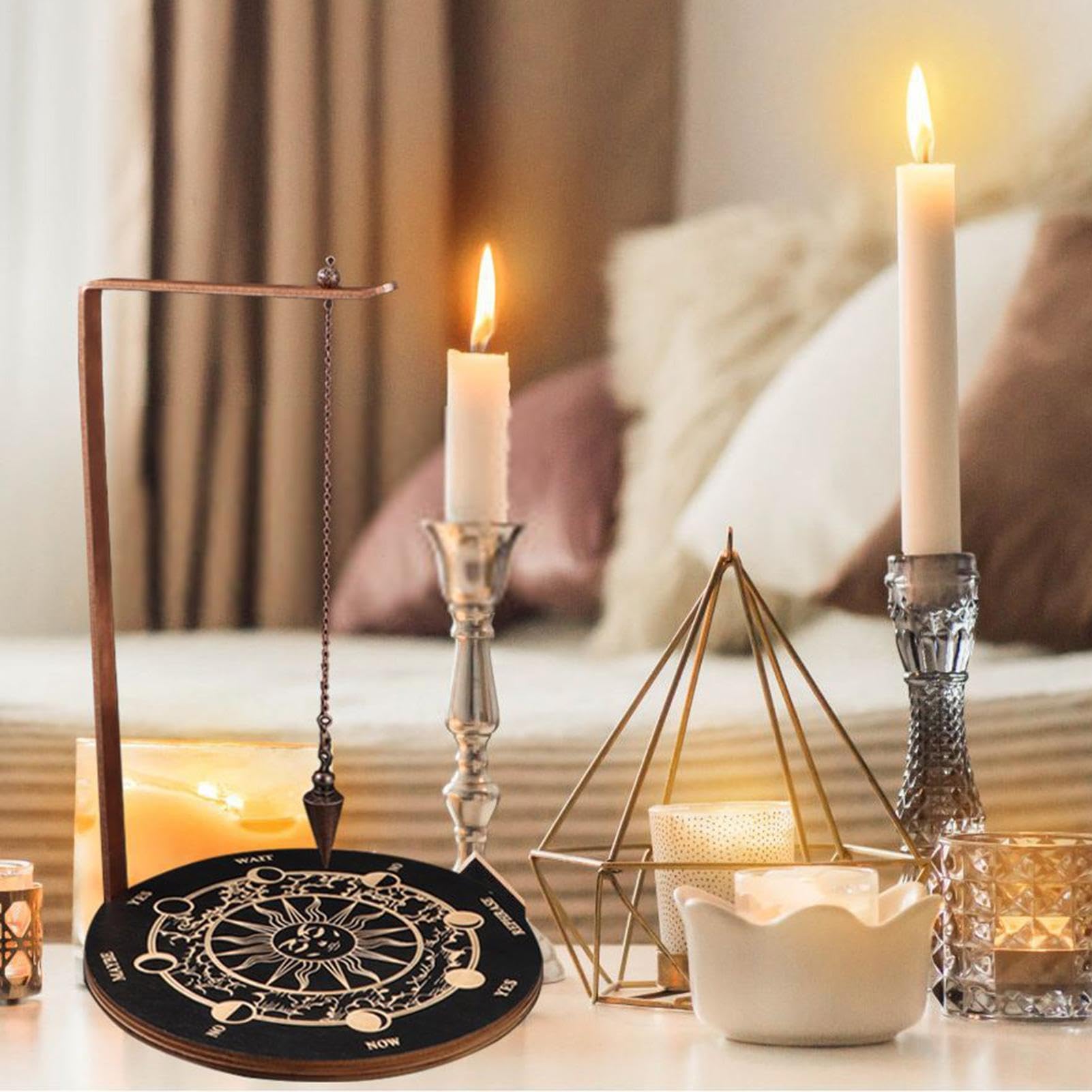 Generisch Kristallregal aus Holz – Pendelständer, Ornamenthalter | dekorativer Aufbewahrungsorganisator aus Stein und Felsen | Meditations-Wahrsagerei-Kristall-Pendel-Vitrine für Altar-Tischde