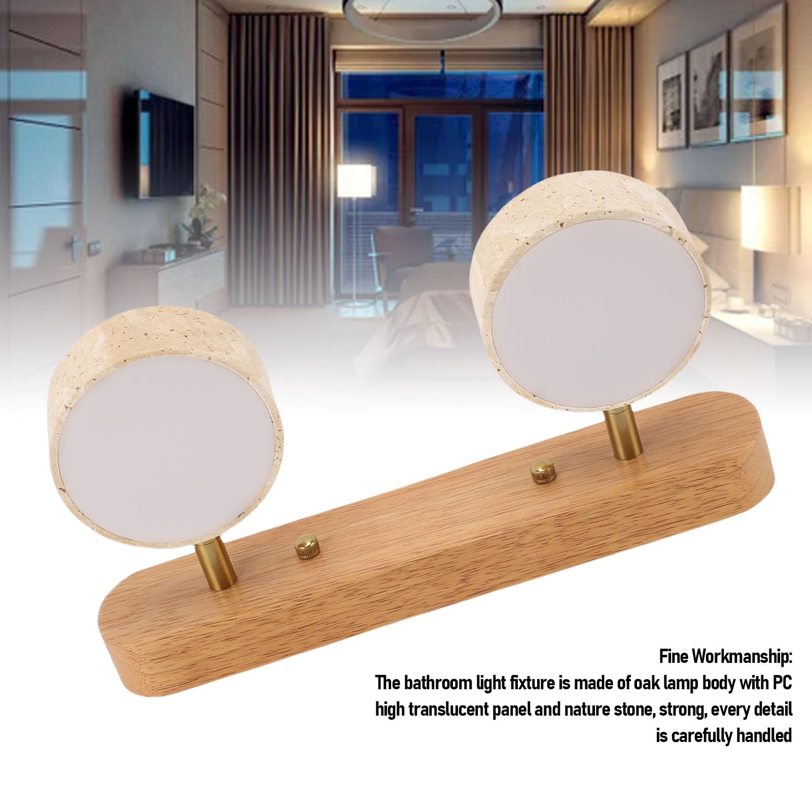 Greensen Moderna Lámpara de Pared Cilíndrica, Lámpara de Pared única para Entradas, Cocinas y Vestidores (Color de madera)