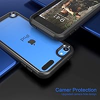 Vista 5 de Funda para iPod Touch 7ª generación, 2 en 1, a prueba de golpes, con 2 protectores de pantalla HD, protección híbrida resistente a los golpes