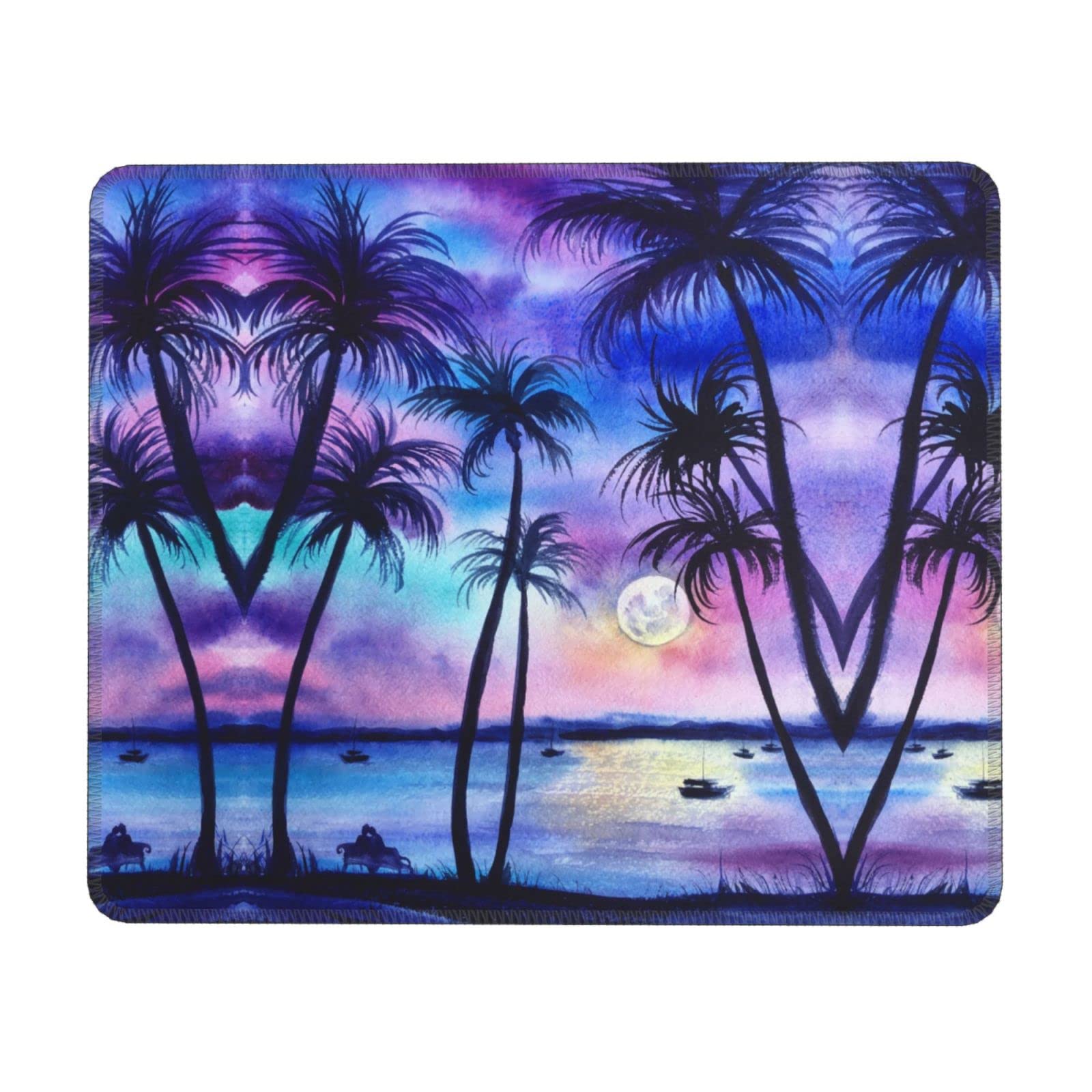Tapis de souris imperméable motif palmier bords cousus pour ordinateurs pc - 8