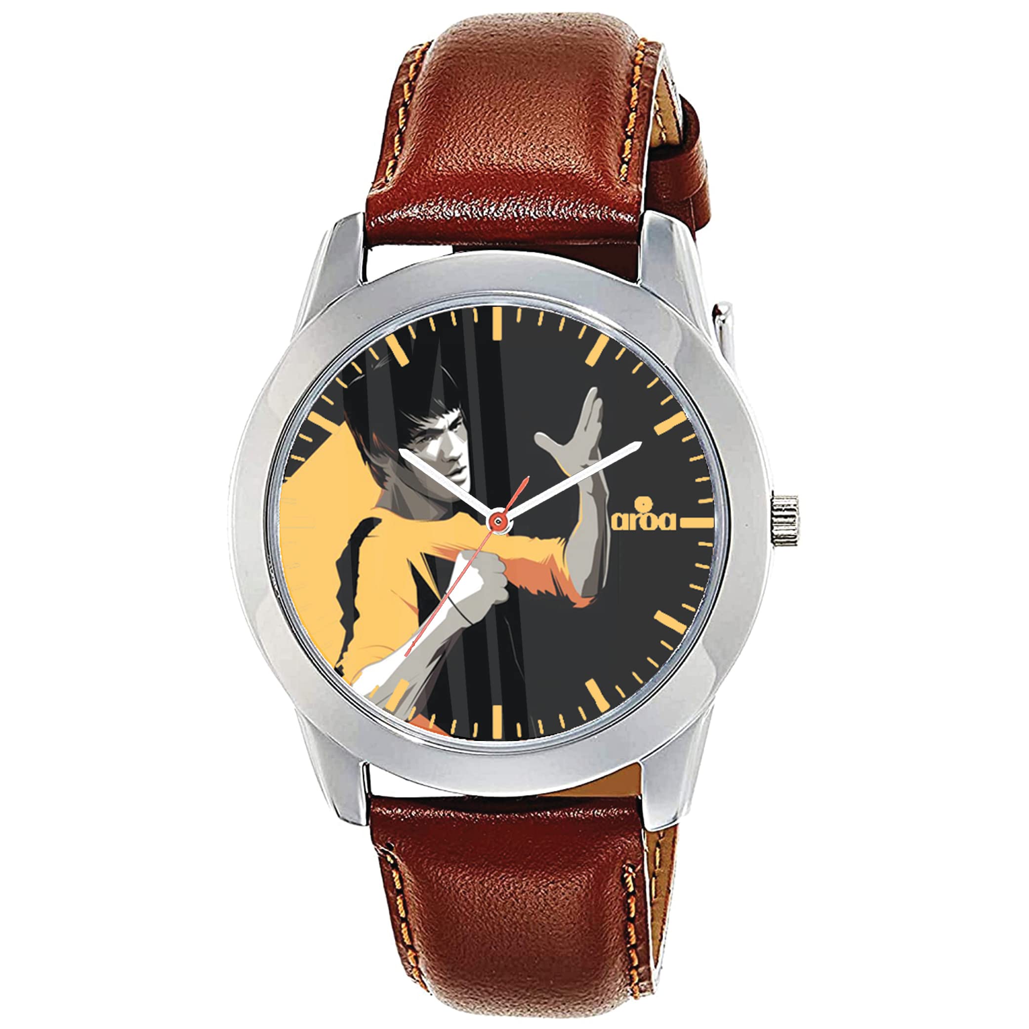 AROA Watch New Watch for Bruce Lee Enter The Dragon Steel Metal Type Analog Brown Strap Watch Yellow Dial for Men Stylish Watch for Boys (B0C1N1WQ6K) Amazon Price History, Amazon Price Tracker