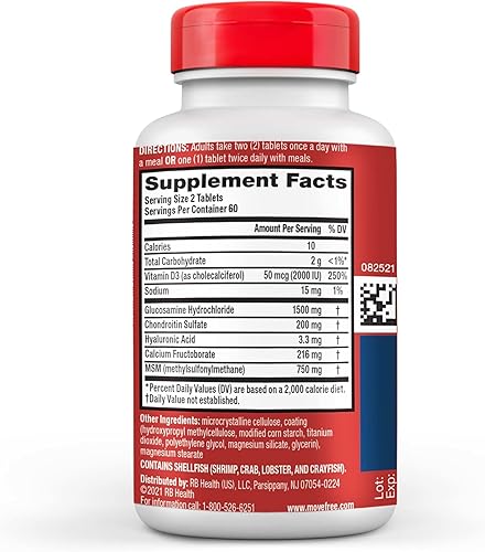 Miniatura 14 de Move Free Suplemento avanzado de glucosamina condroitina MSM + vitamina D3 para apoyo articular, apoya la movilidad, comodidad, fuerza, flexibilidad