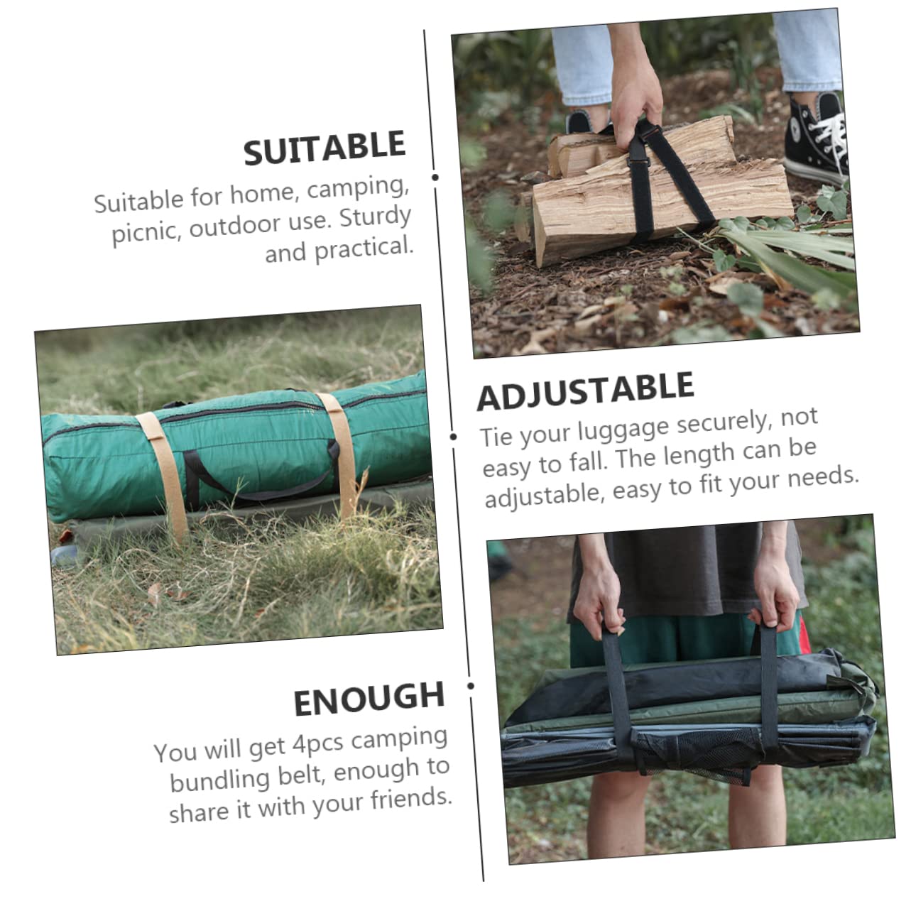 Sangles D'attache élastiques Nankoyal - Pour Fixer Bagages, Vélo, Moto, Randonnée, Camping - Lot De Sangles Réglables Et Résistantes