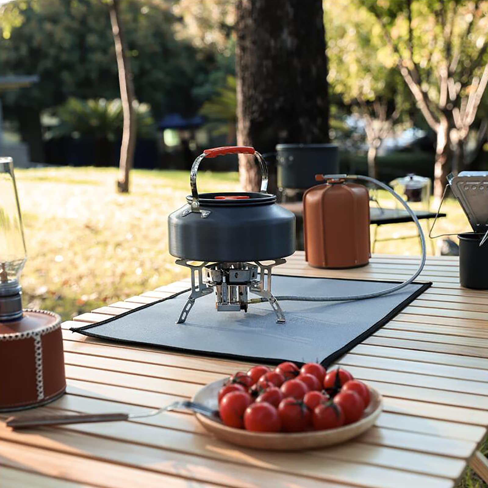 Fornello da campeggio Acciaio Inox, Fornellino Pieghevole Ultraleggero e Durevole, fornello da campeggio a gas outdoor, Mini fornello da campeggio con Custodia Portatile per Picnic Trekking BBQ