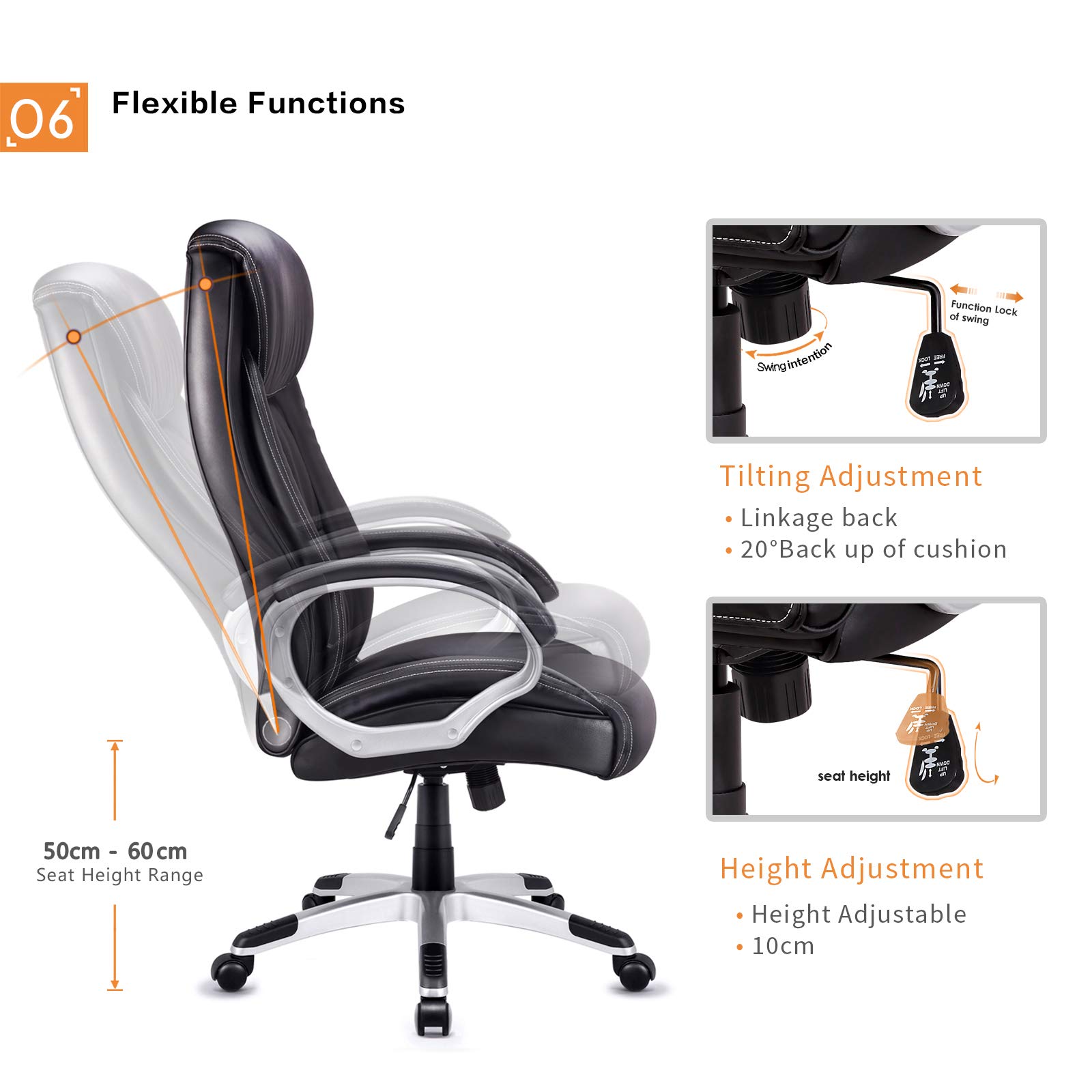 IntimaTe WM Heart HighBack Executive Office Chair 80cm Back Ergonomic