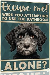 TopPacific Portuguese Water Dog 12x8 inch excuse me were you attempting to use the bathroom alone - Dog Metal Poster Dog Lover Gift Art Funny Dogs Wall Art Decoration Retro Metal Tin Sign(1523)