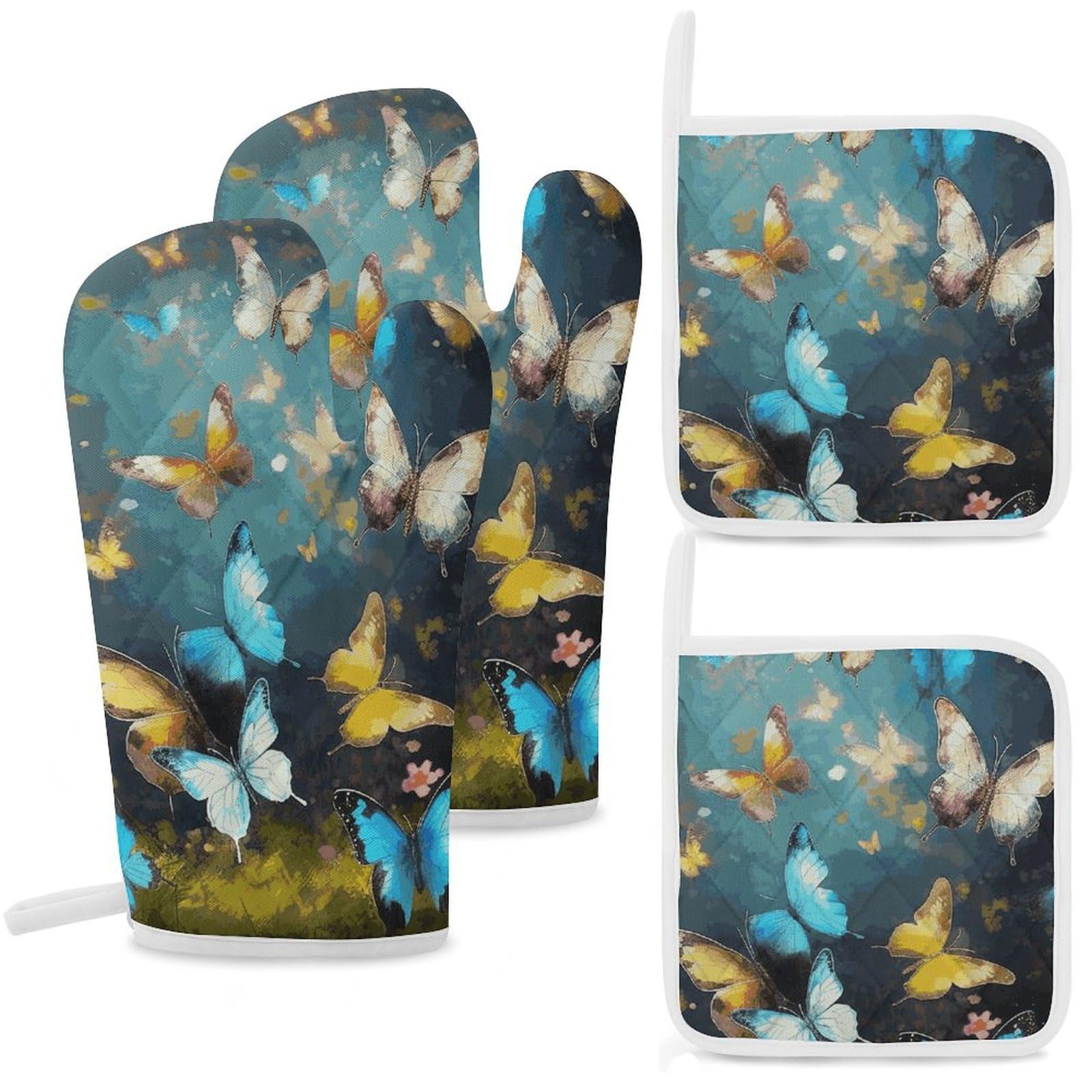 Gants de cuisine pour la cuisson au four lot de 4 maniques papillons barbecue
