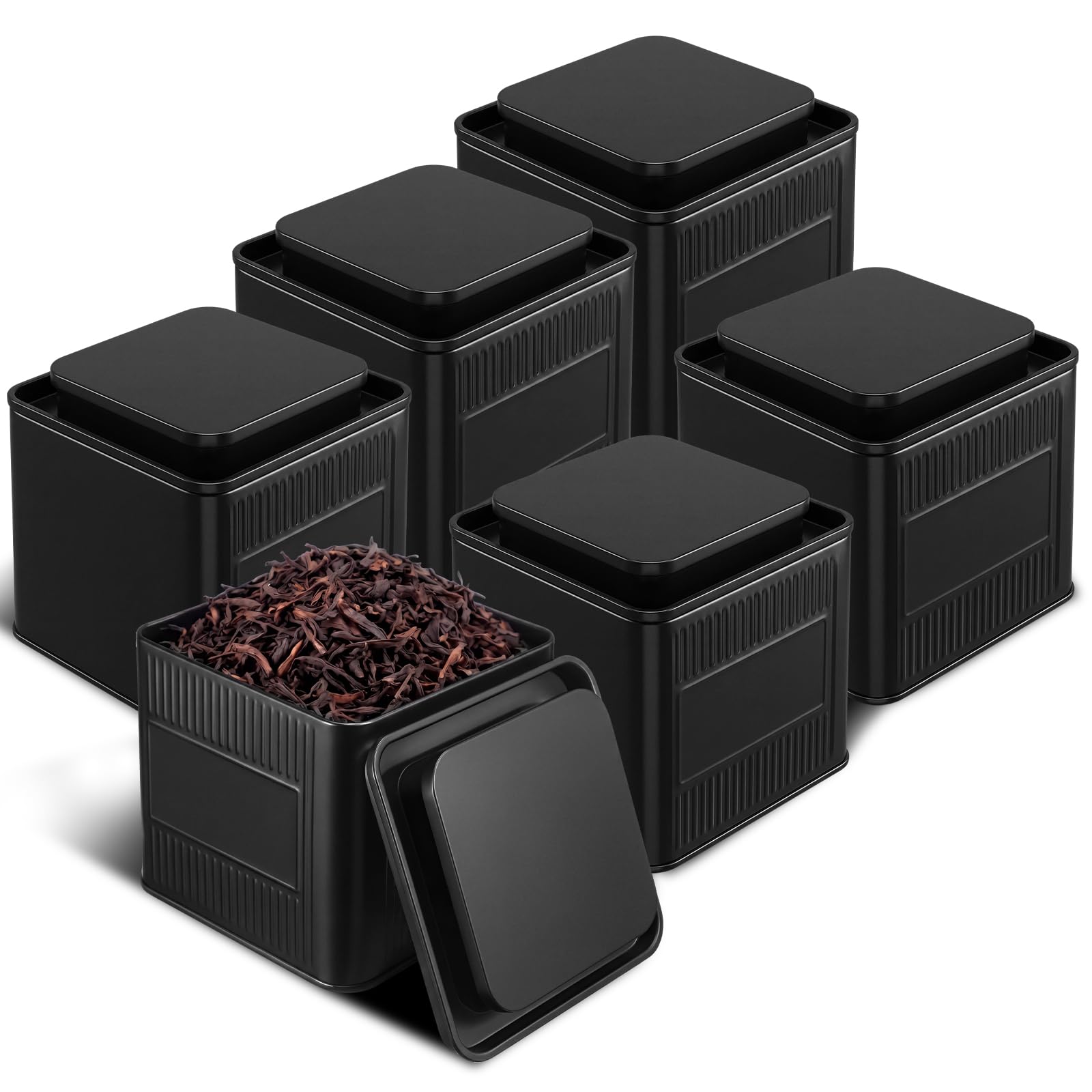 Photo 1 of Suclain 6 Pcs Tea Tins for Loose Leaf with Airtight Lid 30 oz Square Black Tea Canister for Coffee Treats Gifts Cookies Sugar Candies Favors Crafts Storage