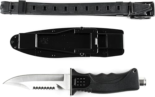 Miniatura 2 de Cressi Skorpion, cuchillo de hoja de acero inoxidable templado ideal para buceo y pesca submarina - Punta puntiaguda y roma