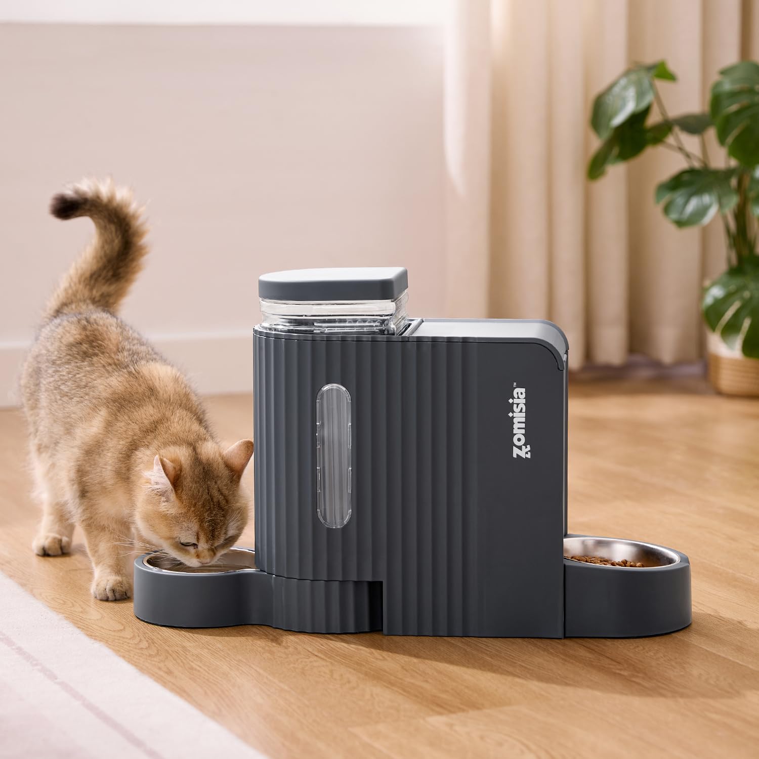 ZOMISIA Gravity - Distributore di cibo e acqua per gatti, 2 in 1 automatico