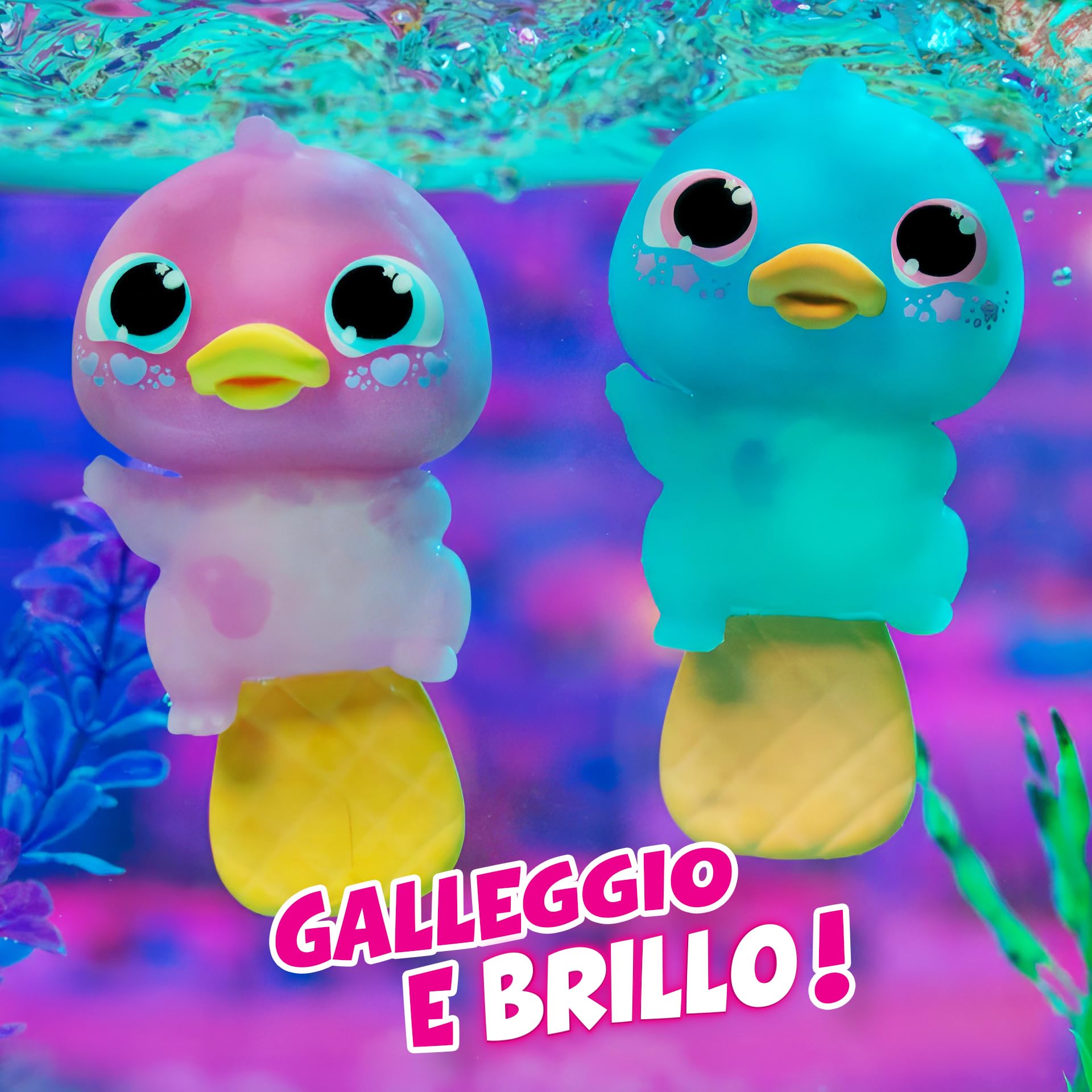 Animagic Let's Glo Puddles - Rosa | Il tuo migliore amico elastico, morbido e luminoso - Si illumina e galleggia in acqua - Animale elettronico interattivo - Per bambini dai 4 anni in su