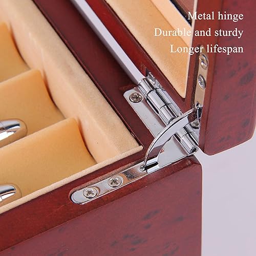 Miniatura 5 de HM&DX Caja de exhibición de madera para bolígrafos, vitrina de colección de bolígrafos con cajón y ventana de cristal, caja organizadora grande de