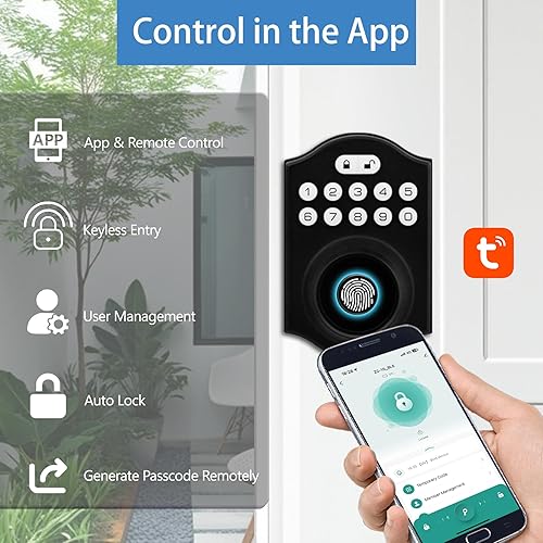 Miniatura 9 de Cerradura inteligente de puerta de entrada sin llave, cerradura de puerta de entrada sin llave con teclado, control de aplicación, bloqueo