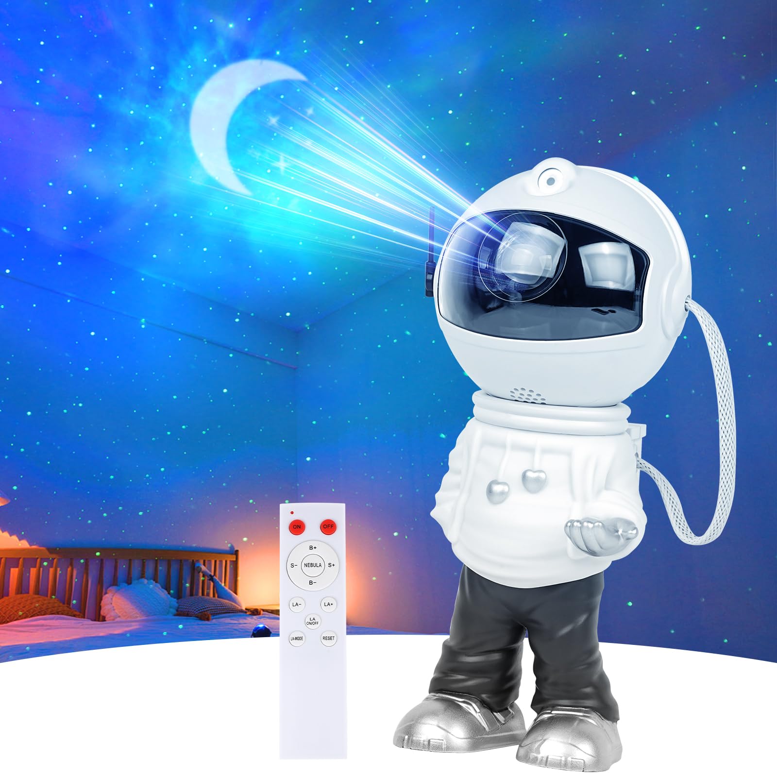 Annefly Astronaut Galaxy Projector, Star Projector Night Light, Astronaut Projector with Adjustable Nebula