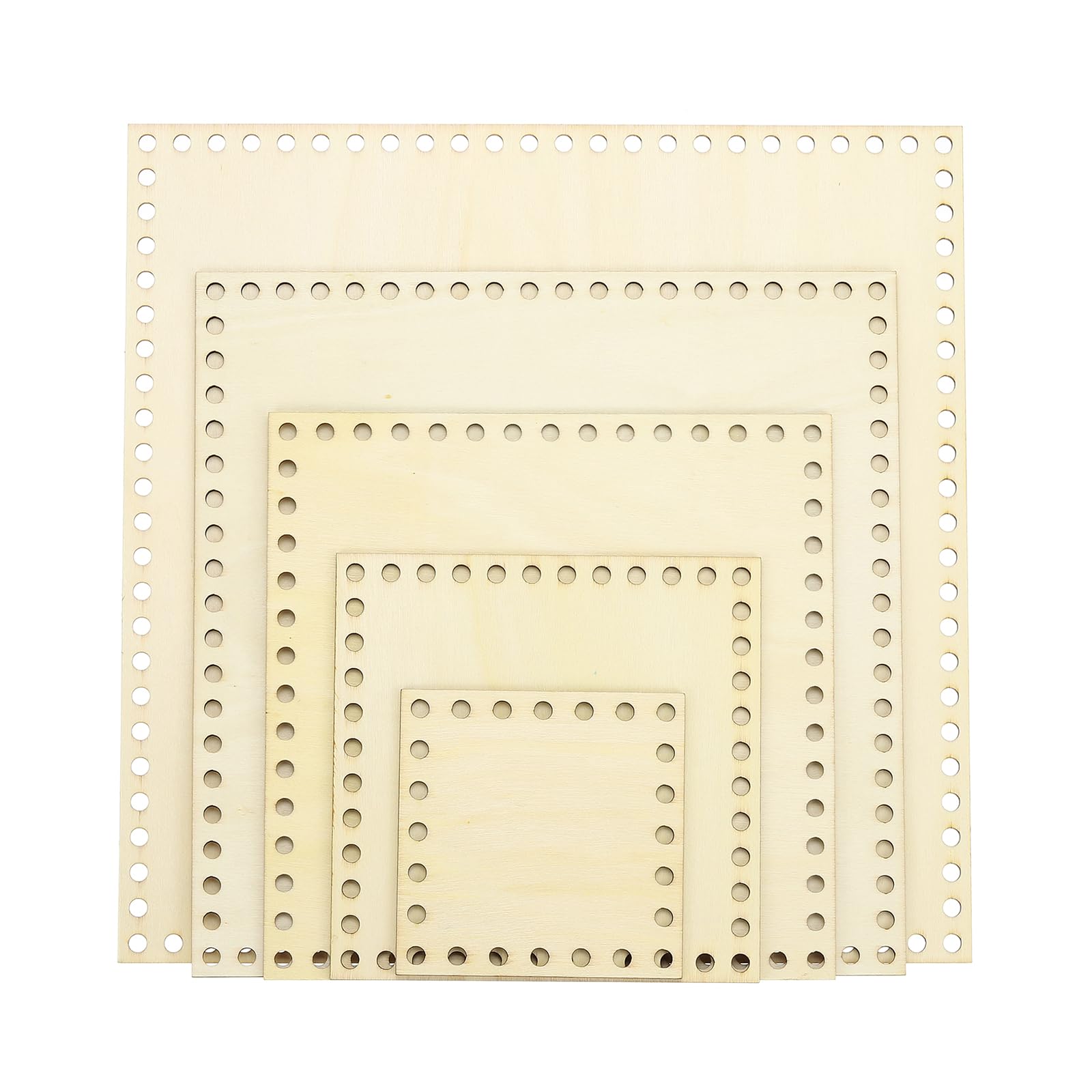 PATIKIL 5 Sizes Crochet Basket Bottom, 1 Set Square Blank Crochet Knitting Wooden Base for DIY Craft Weaving Basket Making Supplies Home Decoration-image-15