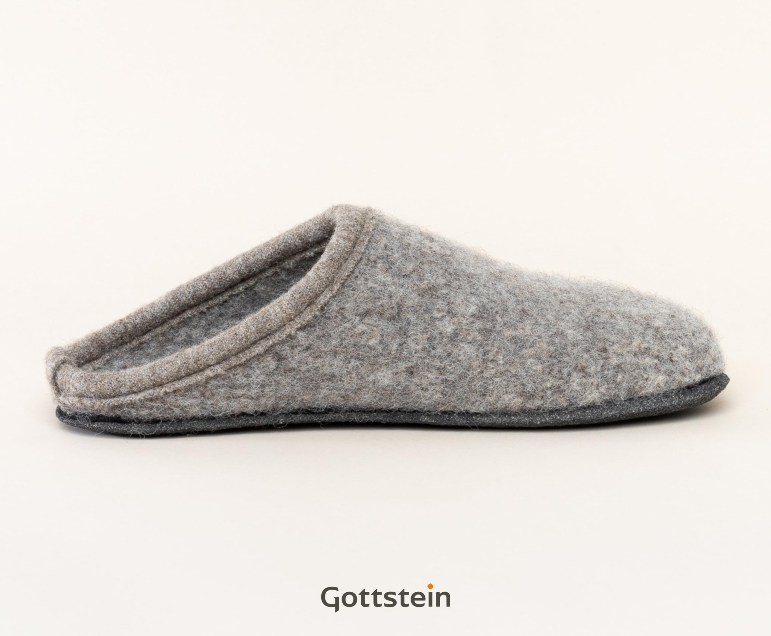 Gottstein Zapatillas de estar por casa de fieltro Alpine Light Natur – Zapatillas para hombre y mujer de pura lana virgen con suela de látex antideslizante