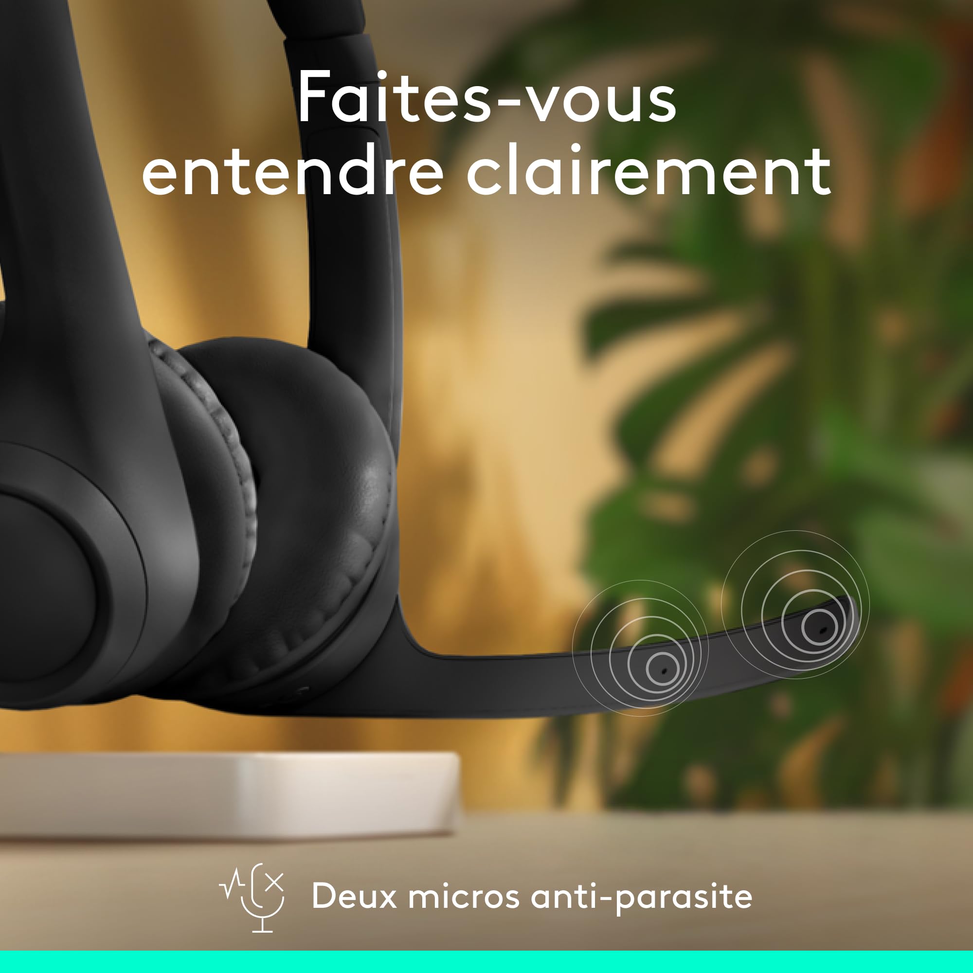 Logitech Zone 300 Casque Bluetooth sans Fil avec Microphone Anti-Parasite, Compatible avec Windows, Mac, Chrome, Linux, iOS, iPadOS, Android - Noir