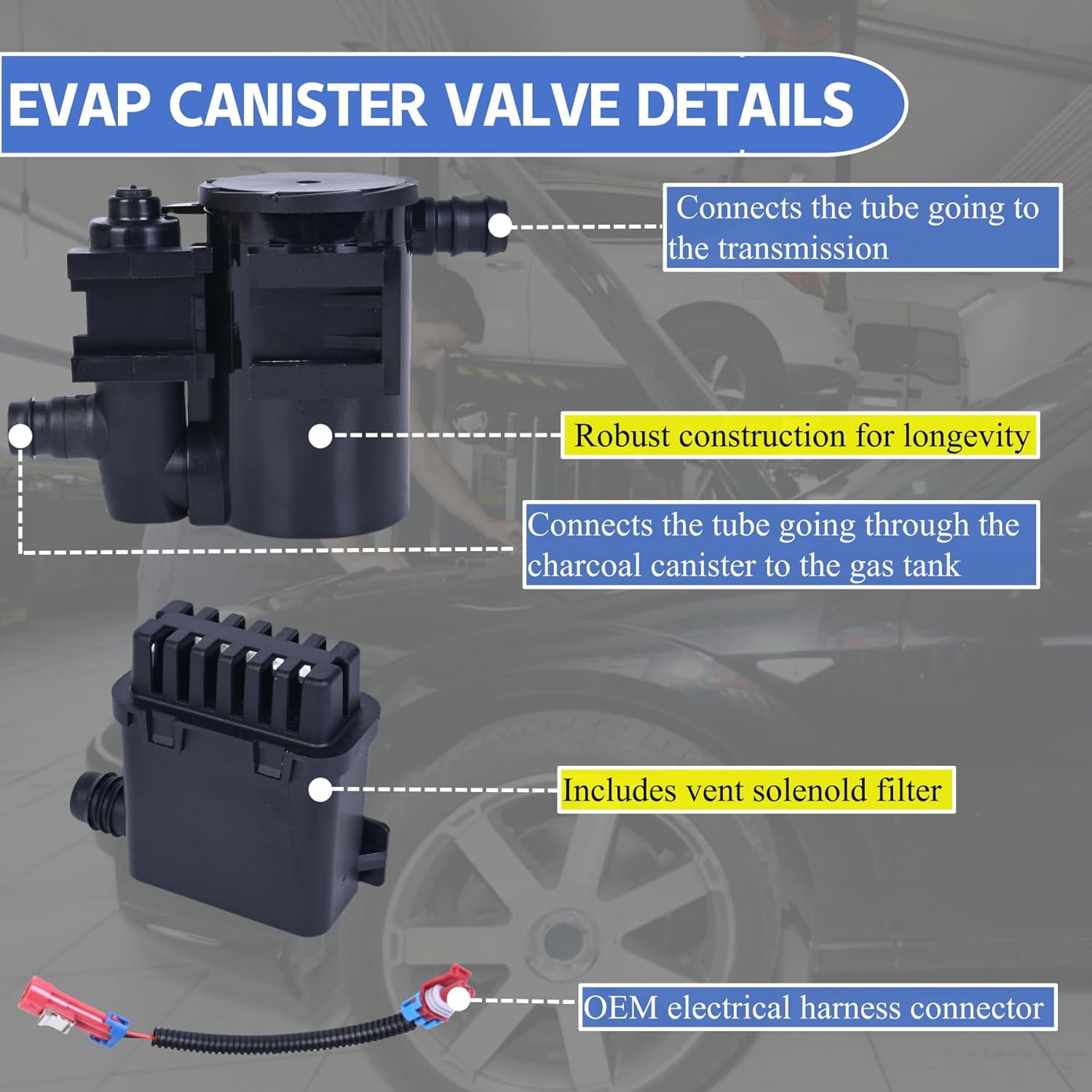 Evap Canister Vent Solenoid Valve Assembly P0449 for 2004-2010 Chevy Silverado GMC Sierra 1500 2500 3500 HD Classic 4.3L 4.8L 5.3L 6.0L 6.2L 8.1L Vapor Canister Vent Solenoid 911-237 10357992 CVS34