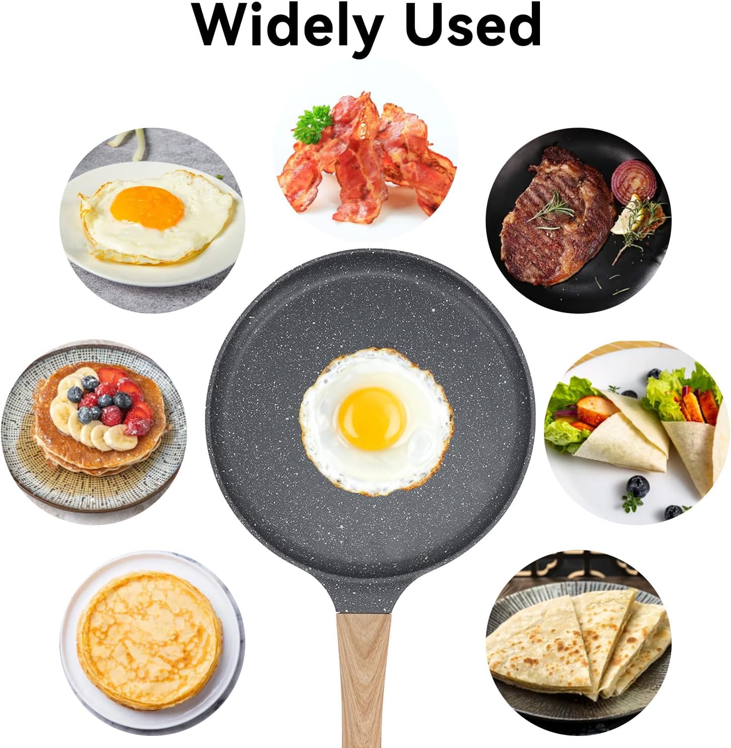 Tissting Nonstick Crepe Pan 10inch - Aluminum Alloy Egg Frying Pan with Medical Stone Coating, Pancake Skillet for Omelette, Tortillas, Breakfast - Dishwasher Safe & Induction Compatible