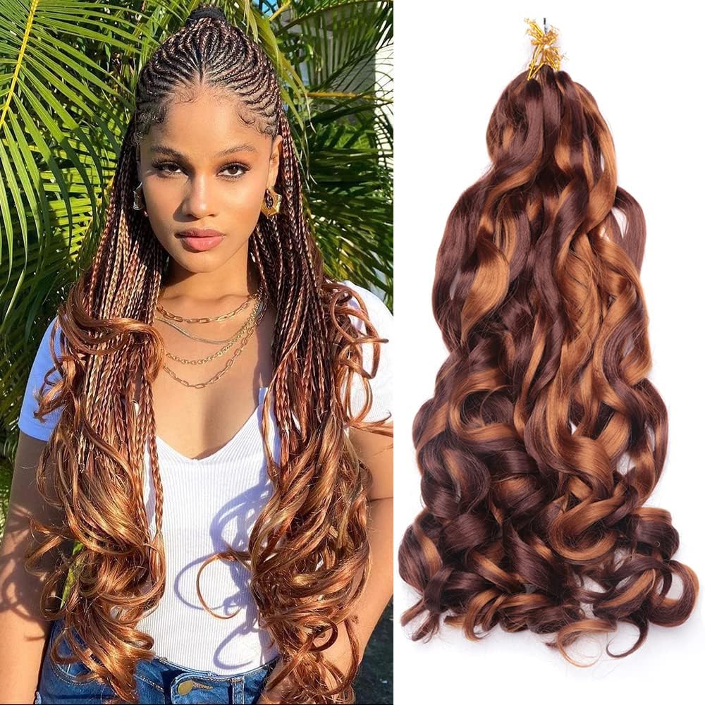Pre Stretched Braiding Hair 20 Inch Loose Wave Crochet Braids Hair 8 packs Big wavy curly Bouncy Braiding Hair Curly Synthetic (30-33#, 20inch(pack of 8))