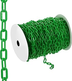PATIKIL Cadena de barrera de plástico de 300 pies, Cadena de barrera de seguridad Cadena de plástico Enlaces de cadena de control de multitudes para valla de jardín de puerta, Verde