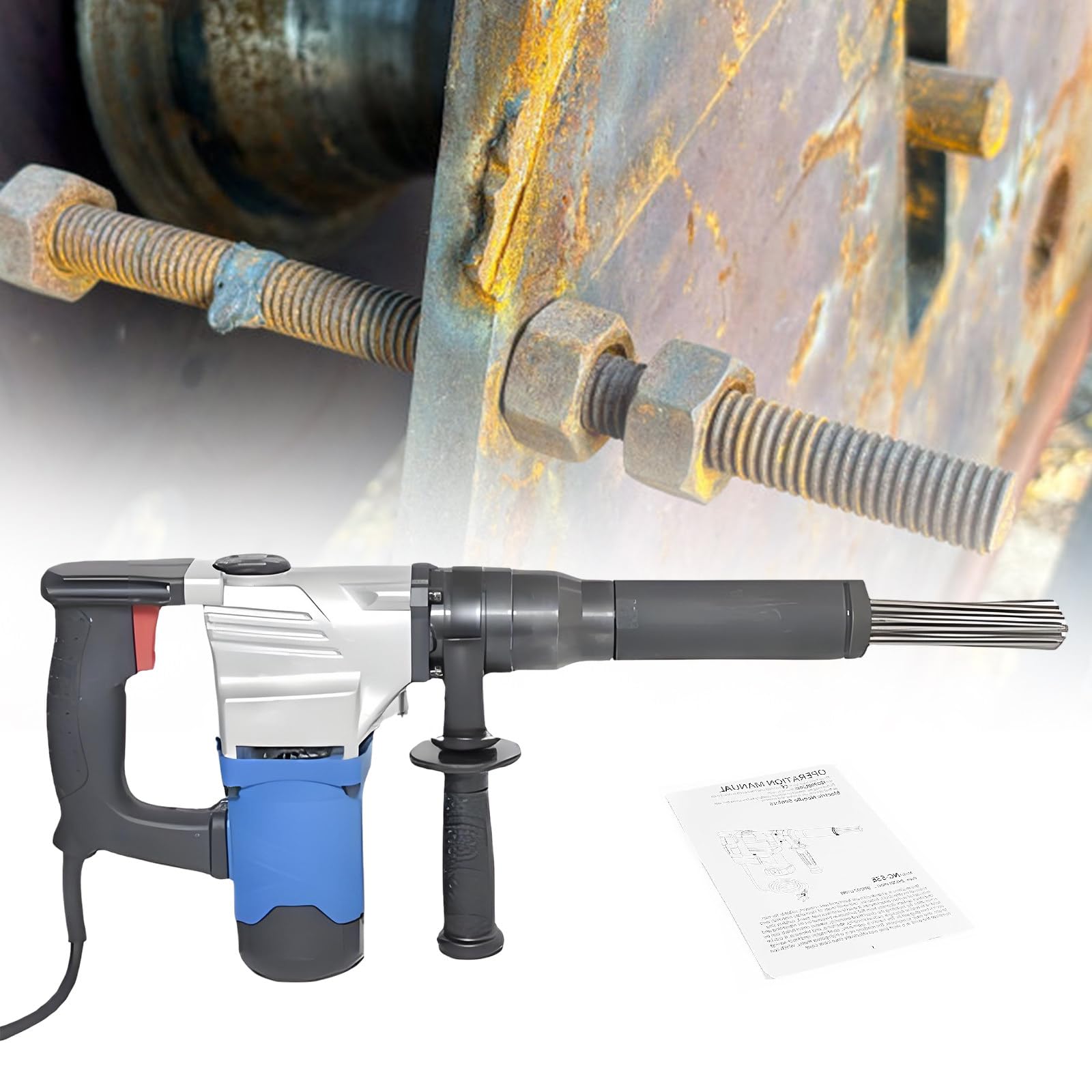 SENJINGHUA 1100W Electric Needle Derusting Machine, Industrial Grade Electric Needle Scaler, Hand-held Needle Derusting Gun for Removal of Rust, Weld Slag and Paint,220V