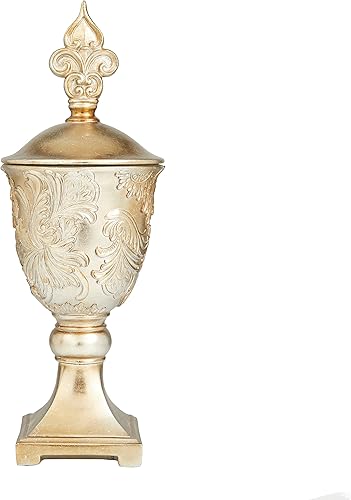 Miniatura 8 de Deco 79 Polystone Tarros decorativos sólidos, 7 x 7 x 19 pulgadas, dorado