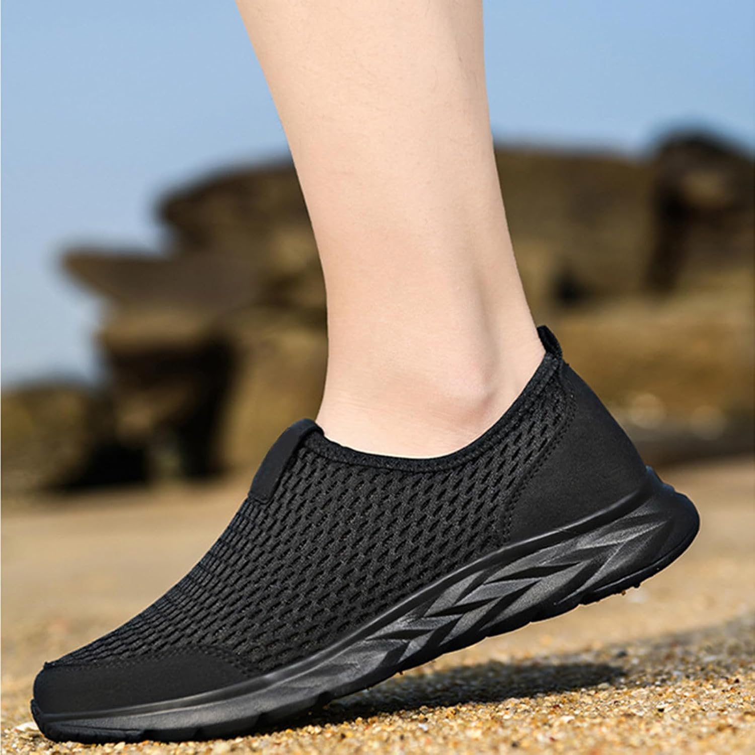 Women Men Breathable Slip-on mesh Loafers Lightweight Non-Slip Casual Walking Shoes Comfy and Running Leather Sneakers Summer Single Wide Width Comfort Ultralight Flats Hook & Loop Fashion