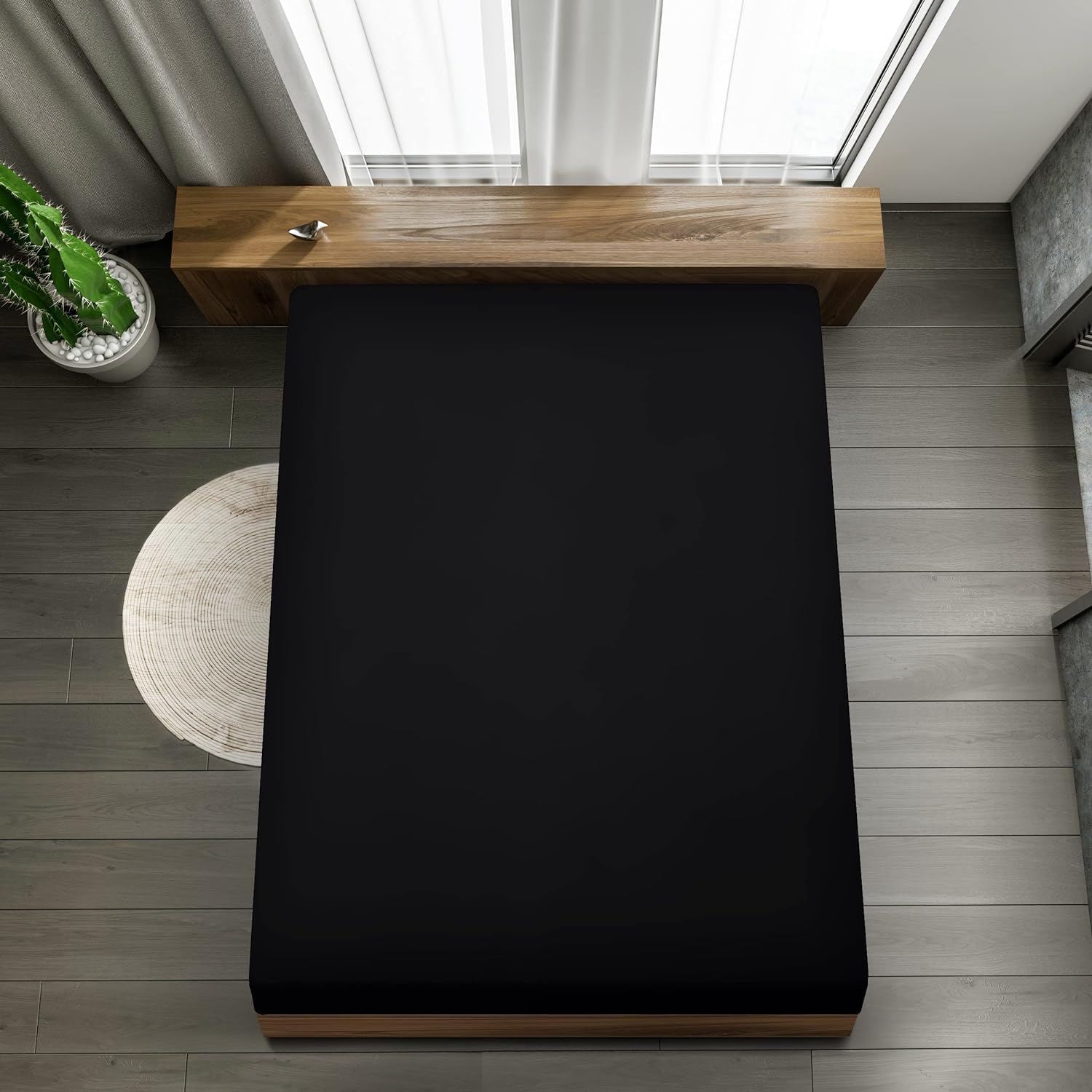 Utopia Bedding Lenzuolo con Angoli - 80x200cm - Nero - Microfibra Spazzolata - Lenzuolo sotto con Angoli Elasticizzato