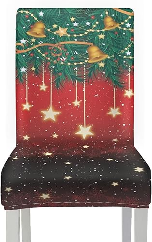 Miniatura 3 de Rnyleeg Juego de 1 funda protectora para silla de comedor con estampado de campanas de pino sin brazos para sala de estar, diseño de campana, suave