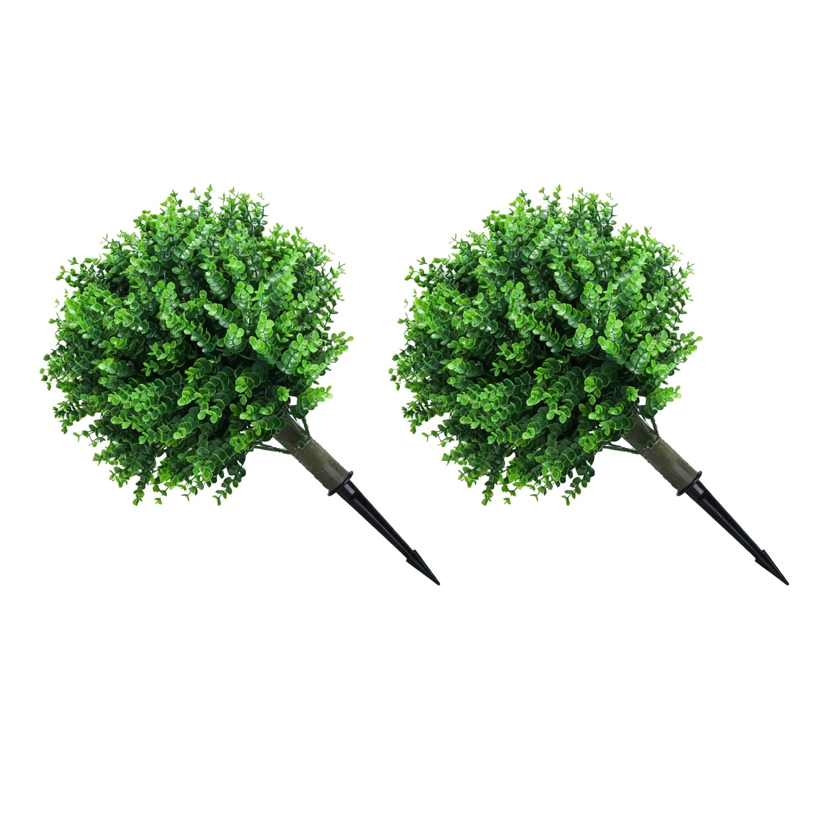 2 Pz Artificiale Eucalipto Topiaria Palla Albero 17,7 Pollici Pianta Finta Finto Verde Arbusto Cespuglio con Picchetto per Giardino Portico Cortile Patio Decor