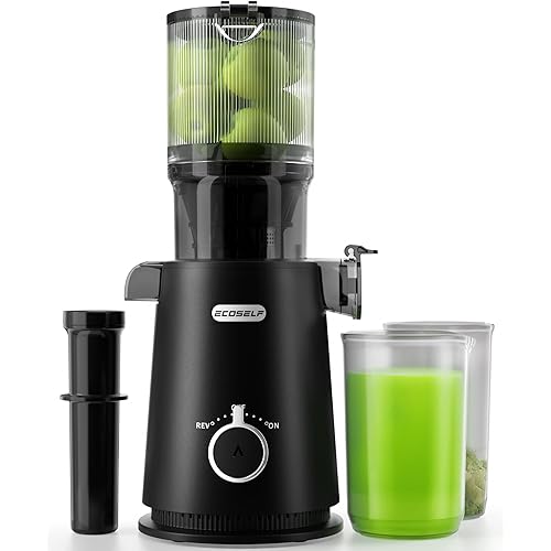 Juicer Machines, Cold Press Juicer, Whole Juicer with 4.35" Wide Mouth, Whole Fruit juicer, Juice Extractor for Vegetable and Fruit, High Juice Yield, Easy to Clean with Brush