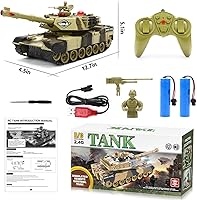 Vista 6 de Tanque de control remoto para niños – Juguete simulado del ejército para niños, escala 1:28, 8 canales, tanques RC con soldados de juguete, 2