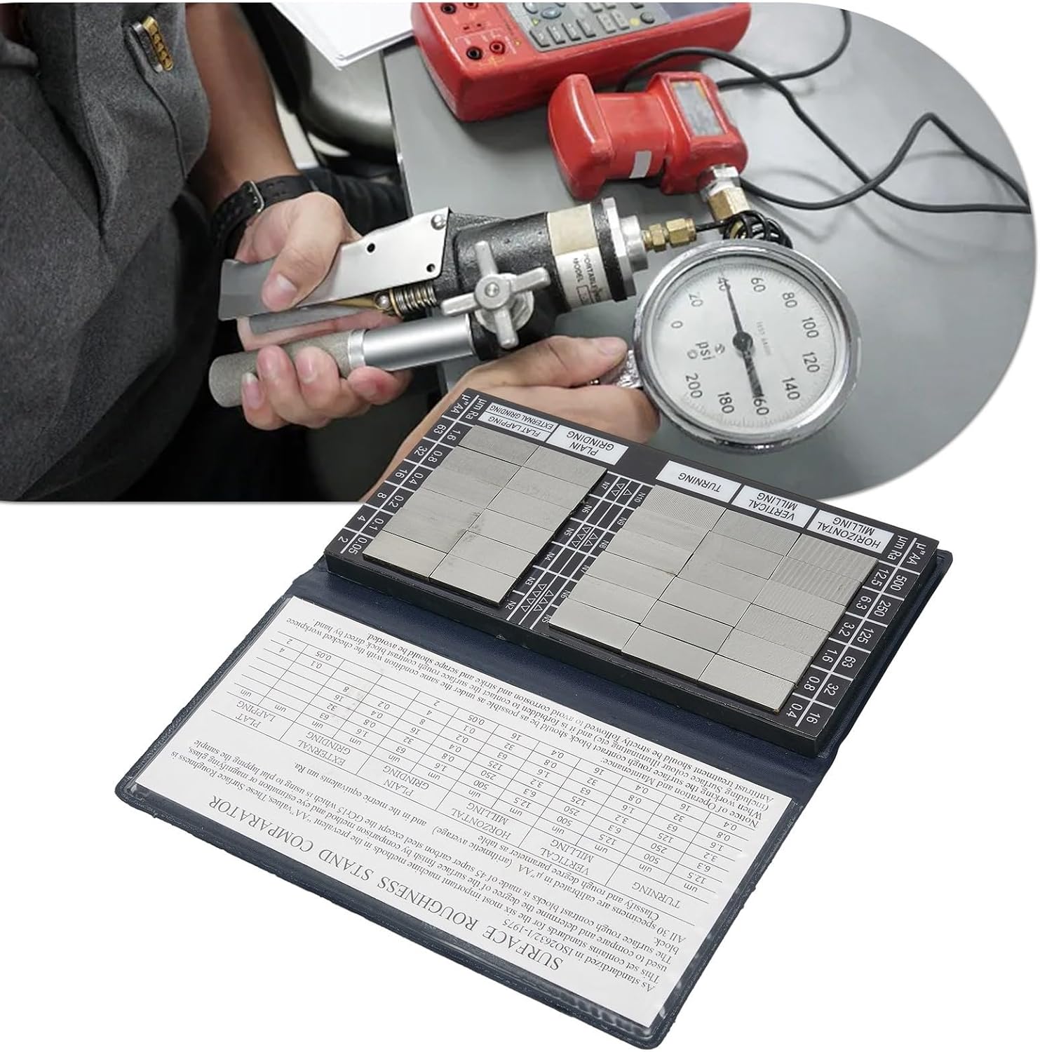Roughness Standards Set Machined Parts Finish Comparator 30 Calibrated Samples Ra 0.05-12.5 mm Six Methods Compact Portable Design for Engineers Technicians On-Site Use