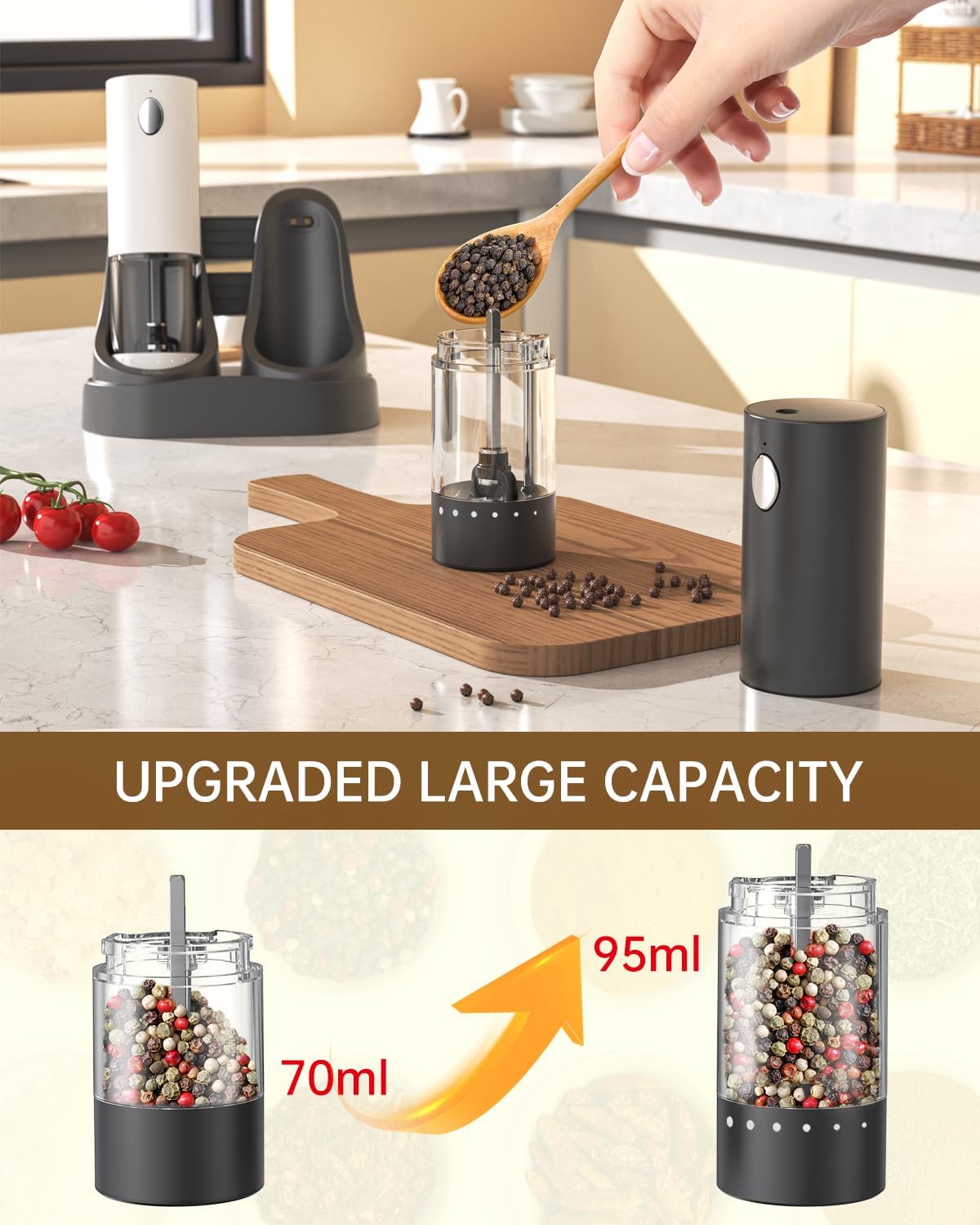 "CIRCLE JOY Electric Salt and Pepper Grinder Set" - Image 6