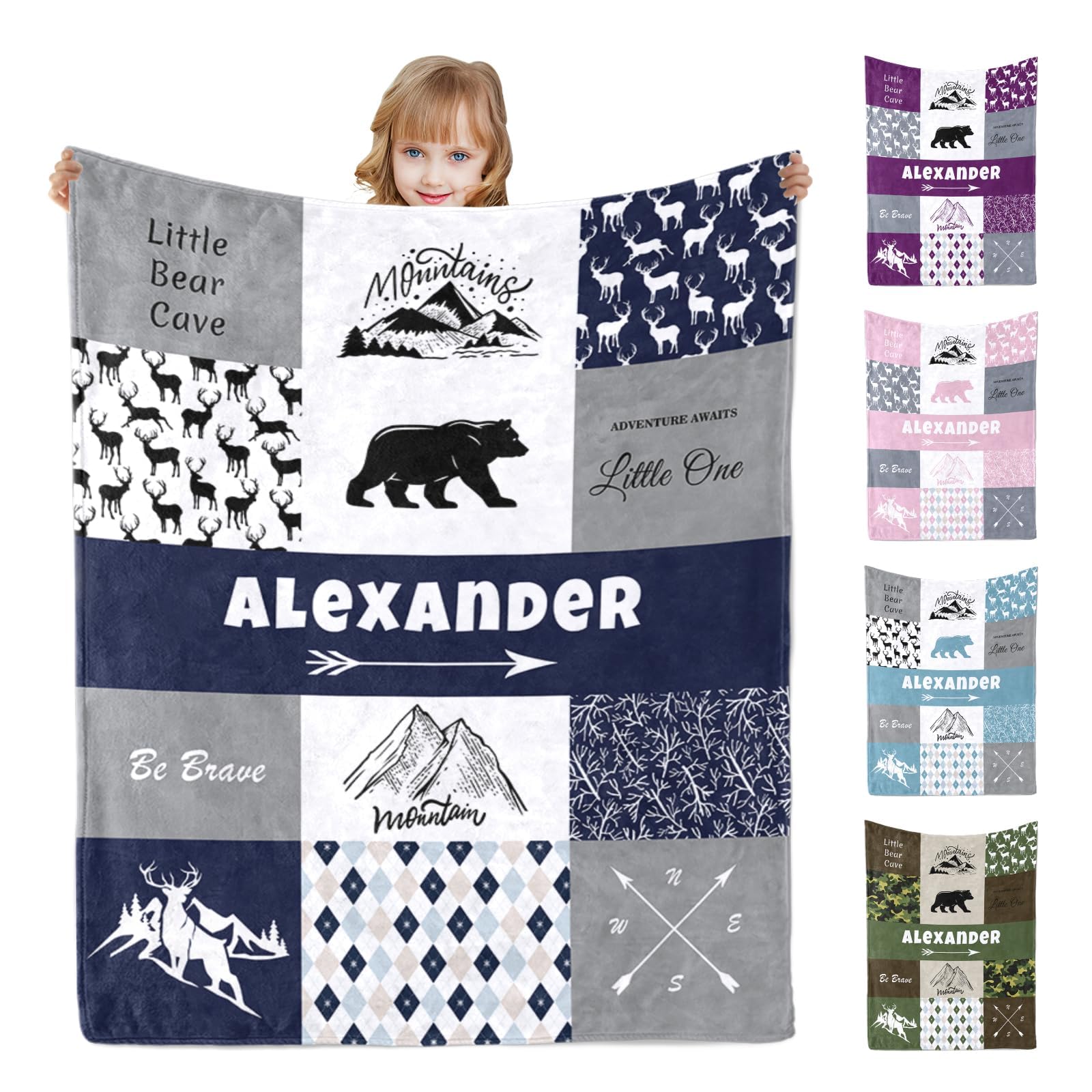 Personalised blanket for baby,personalised baby blanket with Name,Custom Throw Blanket for newborn Kids Adults Friends Families,baby boy girl comforter,newborn gifts(Forest-6 Colors) โ image 1