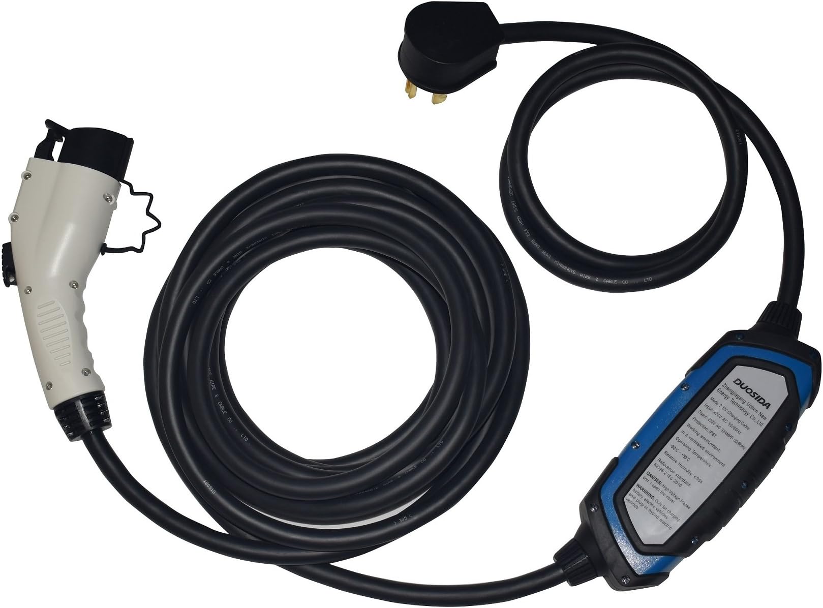 EV Charger Level 2 EVSE PHEV 85V-275V 10A/13A/16A/32A 32Amp 30ft Cord SAE J1772 J1772A Plug NEMA 14-50P Adjustable Current Function Power Plug Electric Vehicle Car Charger