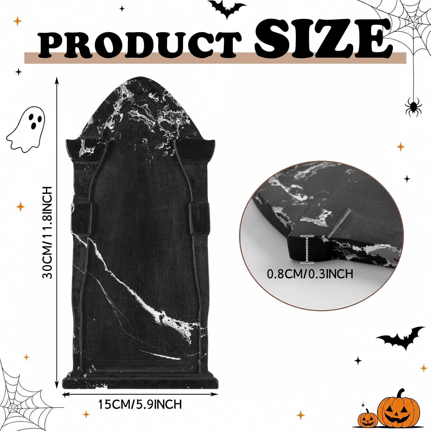 Reallnaive Coffin Marble Charcuterie Board Black Tombstone Marble Serving Board Halloween Charcuterie Cutting Tray for Gothic Kitchen Halloween Party Accessories image 2