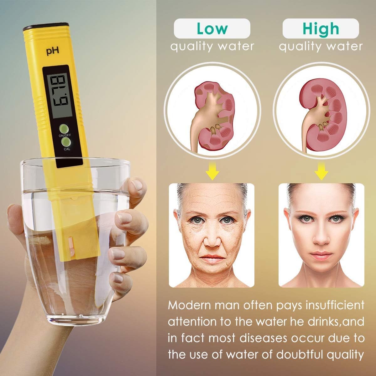 Car Guardiance Digital PH Meter, PH Meter 0.01 PH High Accuracy Water Quality Tester with 0-14 PH Measurement Range for Household Drinking, Pool and Aquarium Water PH Tester Design with ATC …