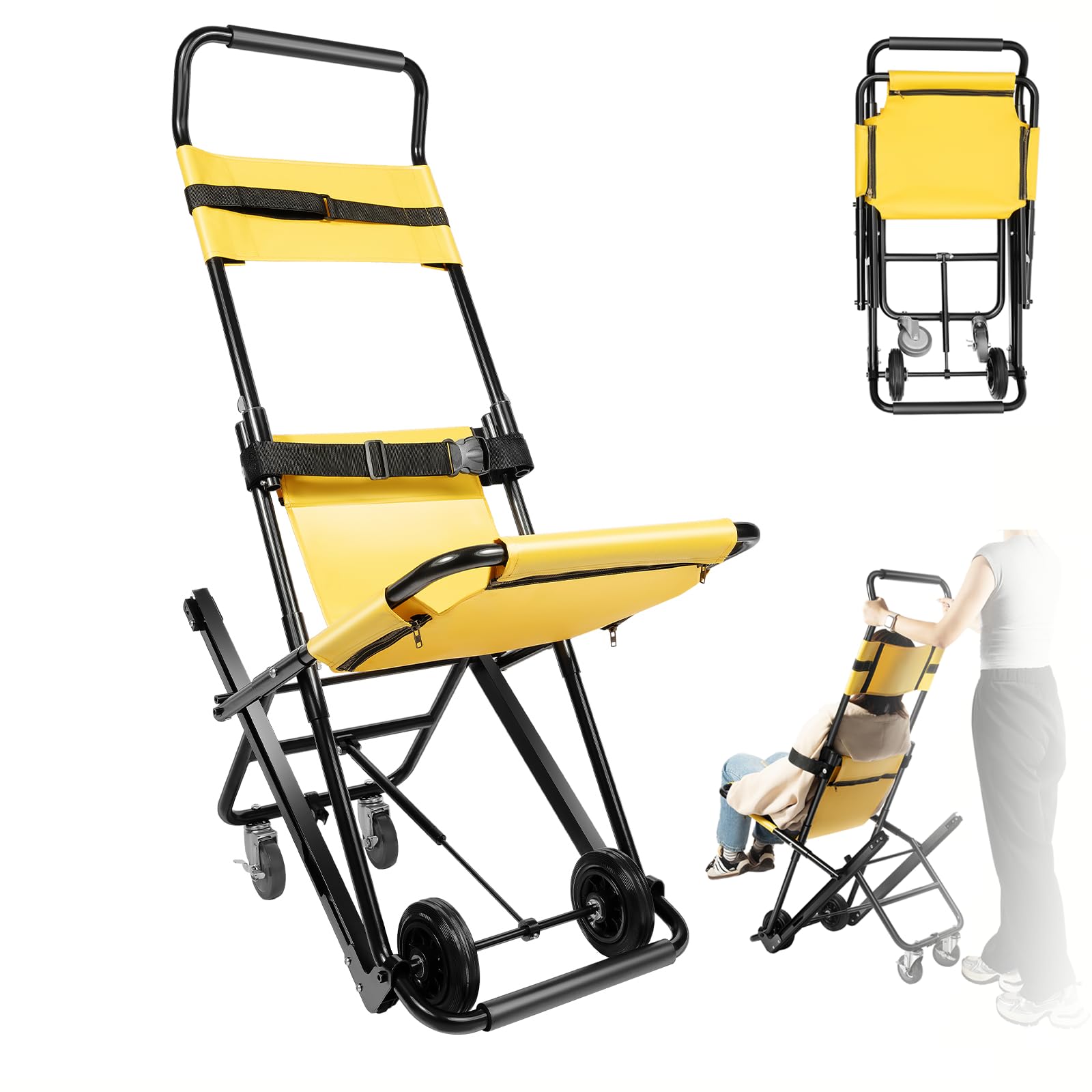 Elevador de escaleras, plegable, ligero, 159 kg, capacidad de carga para personas mayores, para personas mayores, silla de ruedas, plegable para uso en incendios, en ambulancias, hospitales