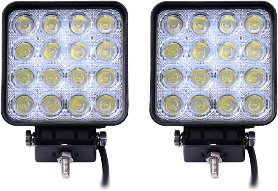 Pack of 2 ZONSE 48W Offroads LED Spot Work Light, Square, DC12V 24V, IP67, Fog Day Driving Lamp for ATV Jeep Car and Truck