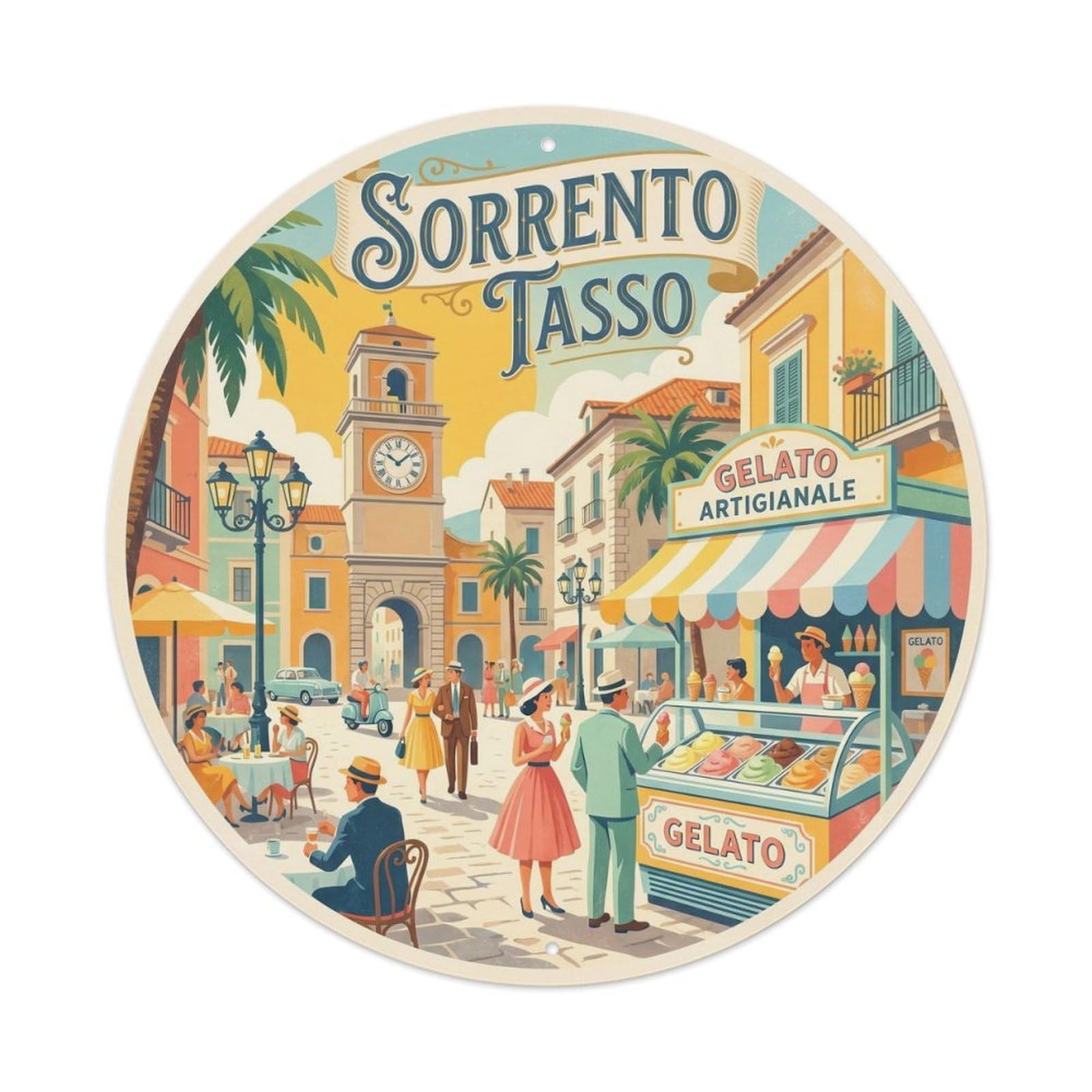 Tasso Gelato Cuisine Culture Sorrento Travel Retro Metal Tin Sign
