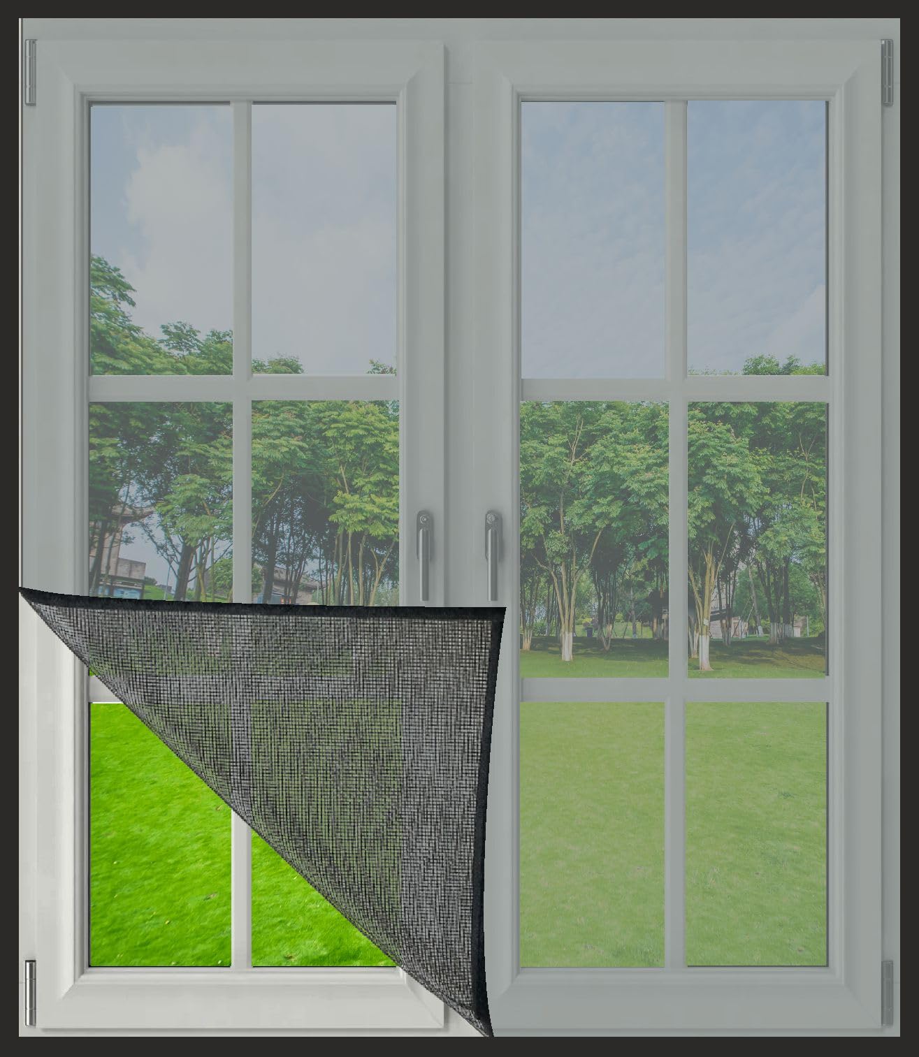 Window Mosquito Net with Adhesive Hook and LoopTape, 70 X 130 CM - Black-image-6