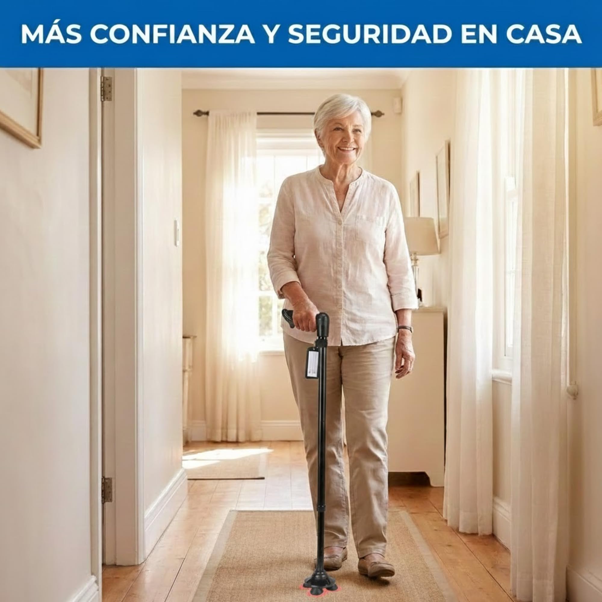 Bastón Plegable y Ajustable para Hombres y Mujeres – Ligero, con Mango Ergonómico y Bolsa de Viaje – Ideal para Personas Mayores y Adultos