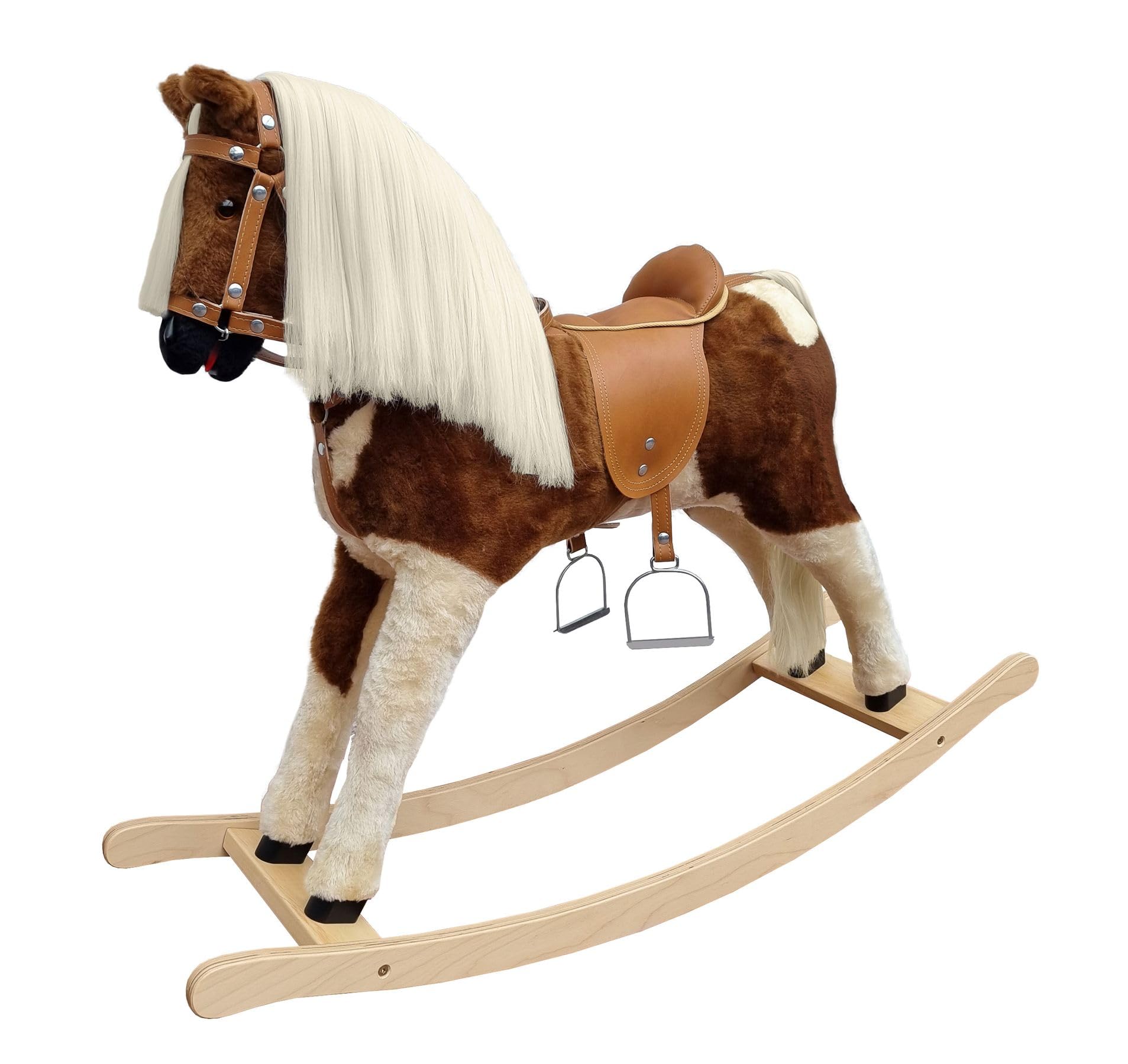 Plüsch-Schaukelpferd Braun Gescheckt